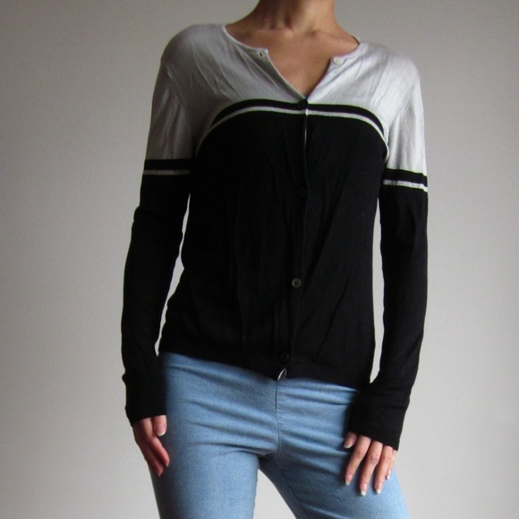 Ann Taylor - Light Blue & Black Silk Cardigan - Picture 3 of 7